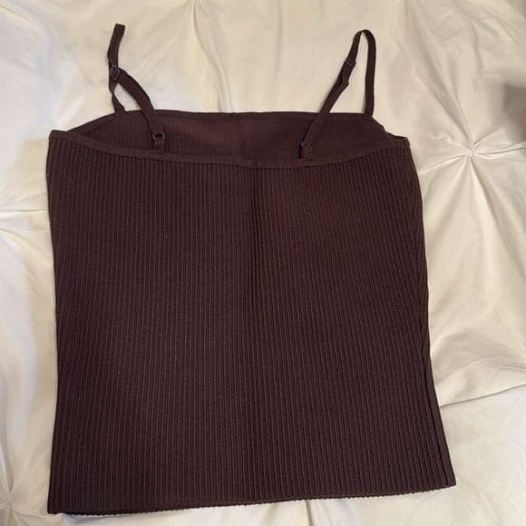 Brown Ribbed Tank Top - Picture 2 of 3